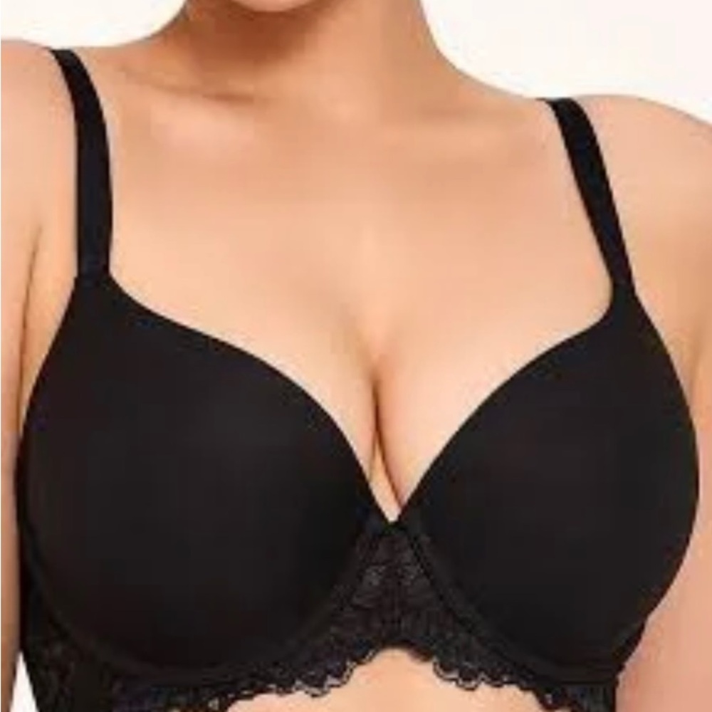popilush bra Women Embrace Lace Underwire Push Up Black Sz#36DD